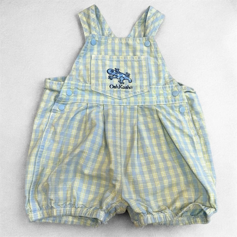 Vintage 90s Baby Osh Kosh Bubble Romper Embroidered Overalls Size 3-6 Months